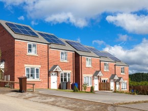 Solar panels on a row of houses