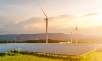An image of wind and solar sustainable energy solutions