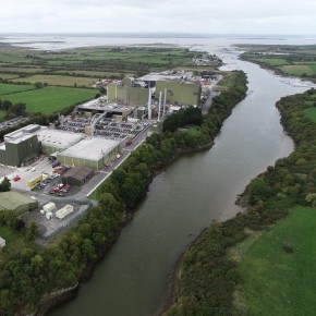 An aerial photograph of Wyeth Nutrition factory next to a river and surrounded by green fields