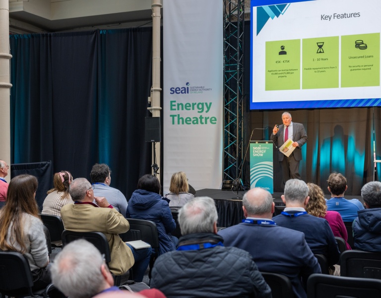 Exhibitor speaking at the Energy Theatre