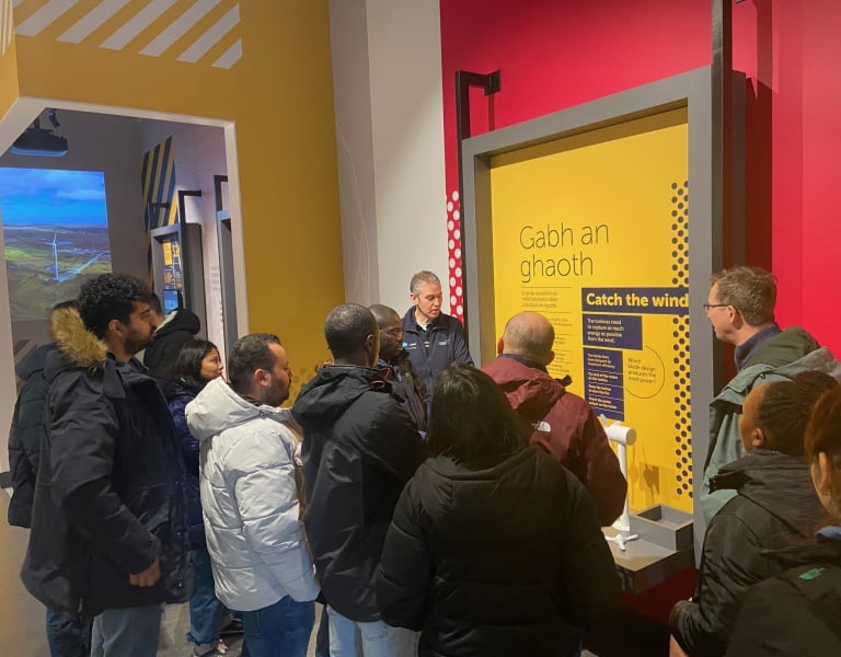 Students visiting Oweninny Wind Farm