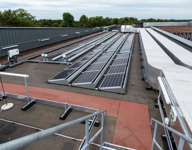 Solar panels on TSI Building, Maynooth University.