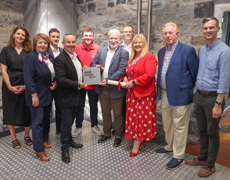 The team at Ahascragh Distillery receiving their certification