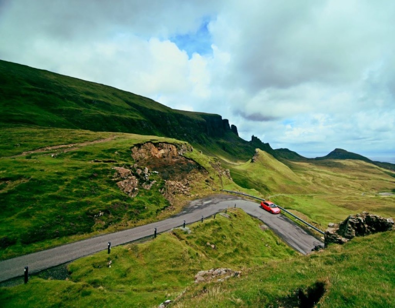 Driving in a scenic landscape