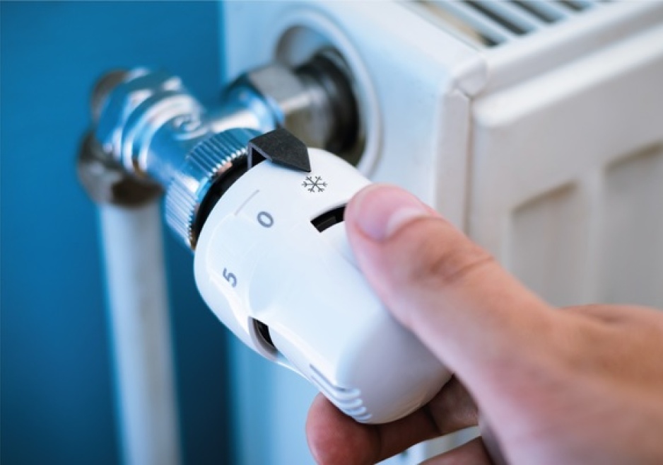 the temperature control set low on a radiator
