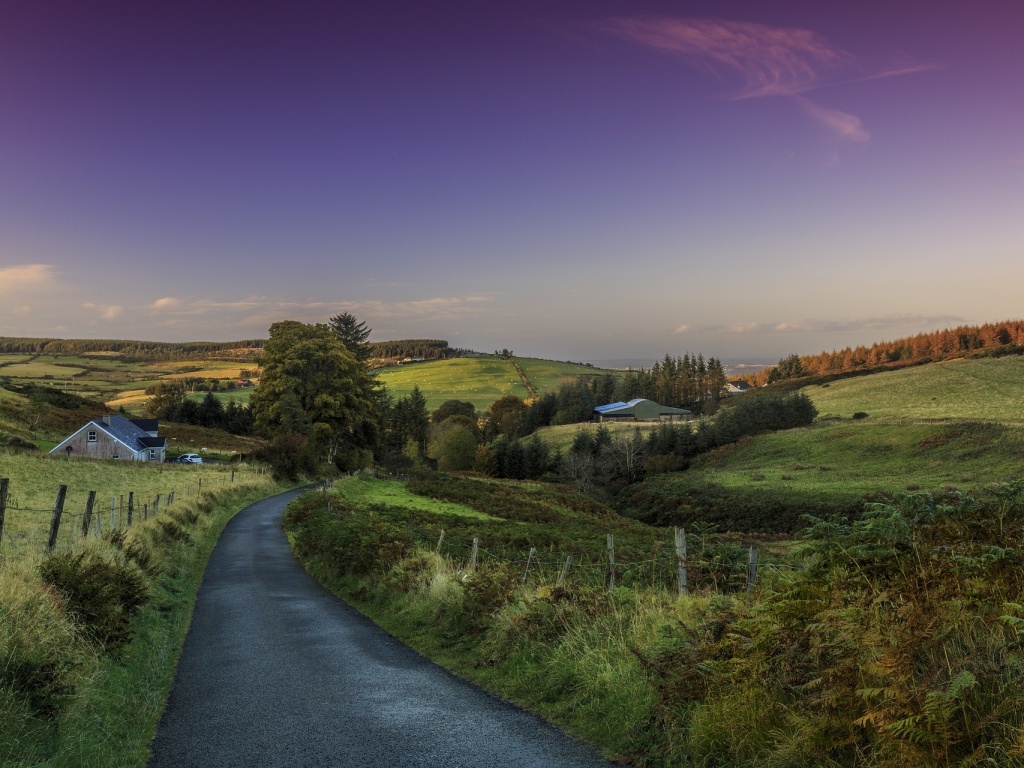 The countryside at sunset